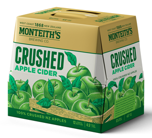 Monteith's Crushed Apple Cider 12pk bottles Monteiths Crushed Apple Cider